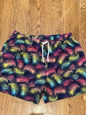 Men's Navy Palm-Print Swim Hybrids - Multicolor